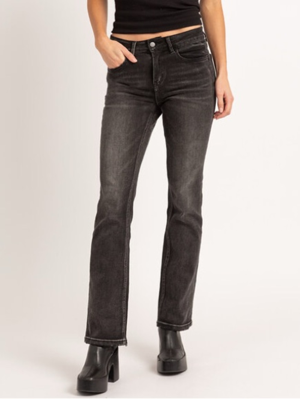 FLYING MONKEY Black Wash Slim Bootcut